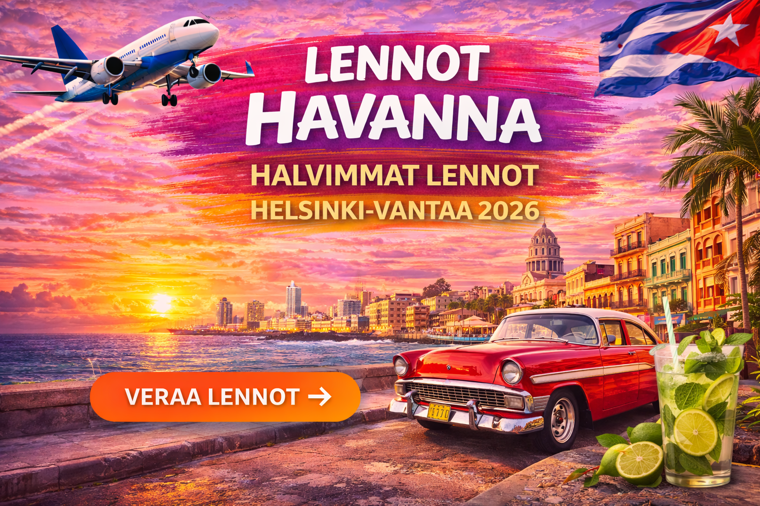 Lennot Havanna – Halvimmat lennot Helsinki-Vantaa 2026